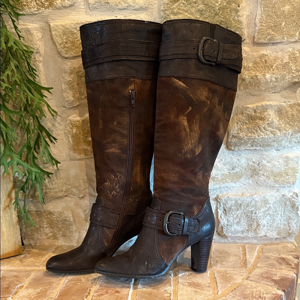 Brown Leather Knee-High Boots